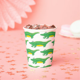 Geel groen gator Alligator Crocodile Crococ Animal Papieren Bekers