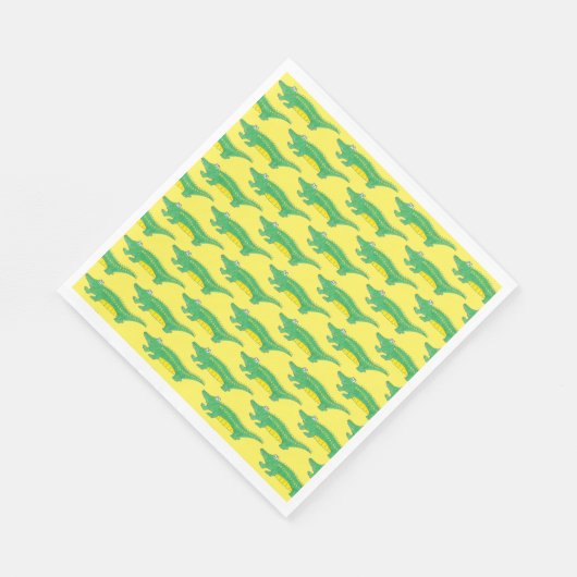 Geel groen gator Alligator Crocodile Crococ Animal Servet (Hoek)