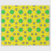 Geel & Groen Geometrisch Starburst Patroon Cadeaupapier (Vlak)
