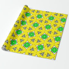 Geel & Groen Geometrisch Starburst Patroon Cadeaupapier