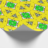Geel & Groen Geometrisch Starburst Patroon Cadeaupapier (Hoek)