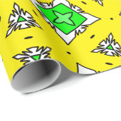 Geel & Groen Geometrisch Starburst Patroon Cadeaupapier (Rol Hoek)