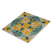 Geel Groen Geometrische Bloemen Mediterraan Tegeltje (Zijkant)