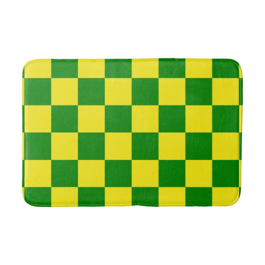 Geel groen geruit controlepatroon badmat (Voorkant)