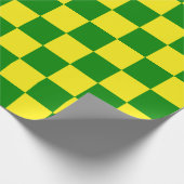 Geel groen geruit controlepatroon cadeaupapier (Hoek)
