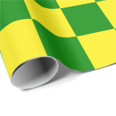 Geel groen geruit controlepatroon cadeaupapier (Rol Hoek)