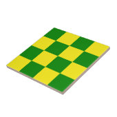 Geel groen geruit controlepatroon tegeltje (Zijkant)