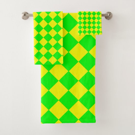 Geel Groen Geruit Diamant Patroon Bad Handdoek (Insitu)