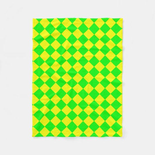 Geel Groen Geruit Diamant Patroon Fleece Deken (Voorkant)
