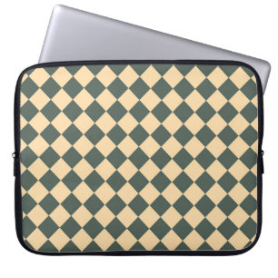 Geel Groen Geruit Diamant Patroon Laptop Sleeve