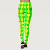 Geel Groen Geruit Diamant Patroon Leggings (Achterkant)
