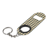 Geel Groen Geruit Diamant Patroon Mini Flessenopener (Voorkant Gekanteld)