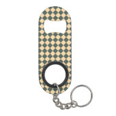 Geel Groen Geruit Diamant Patroon Mini Flessenopener (Achterkant)