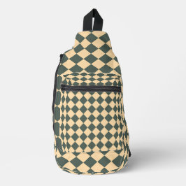 Geel Groen Geruit Diamant Patroon Sling Bag