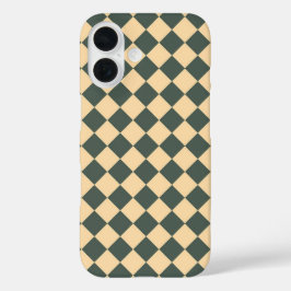 Geel Groen Geruit Diamantpatroon iPhone 16 Hoesje