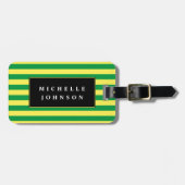 Geel Groen Gestreept Bagagelabel (Voorkant horizontaal)