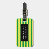 Geel Groen Gestreept Bagagelabel (Voorkant verticaal)