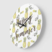 Geel groen & Goud ANANAS HAPPY SUMMER Grote Klok (Hoek)