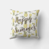 Geel groen & Goud ANANAS HAPPY SUMMER Kussen (Achterkant)