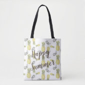 Geel groen & Goud ANANAS HAPPY SUMMER Tote Bag (Voorkant)