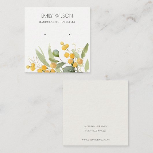 Geel Groen Goud Goud Wattle Foliage Earning Displa Vierkante Visitekaartje (Voorkant / Achterkant)