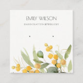 Geel Groen Goud Goud Wattle Foliage Earning Displa Vierkante Visitekaartje (Voorkant)