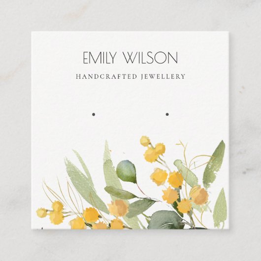 Geel Groen Goud Goud Wattle Foliage Earning Displa Vierkante Visitekaartje (Voorkant)