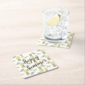 Geel groen & goudpINEAPPEL HAPPY SUMMER Kartonnen Onderzetters (Insitu)