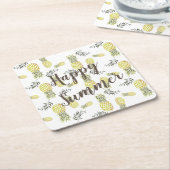Geel groen & goudpINEAPPEL HAPPY SUMMER Kartonnen Onderzetters (Schuin)