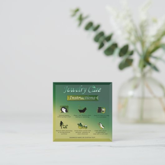 Geel Groen Gradiënt Mooie Sieraden Zorg Tips Informatiekaartje (Staand voorkant)