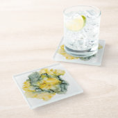 Geel & Groen Grijs Abstract Onderzetter Glazen Onderzetter (Schuin)