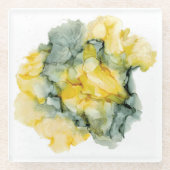 Geel & Groen Grijs Abstract Onderzetter Glazen Onderzetter (Voorkant)