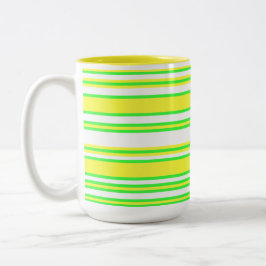 Geel groen horizontaal multi-Stripe Tweekleurige Koffiemok