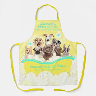 Geel Groen Huisdier Verzorging Bubbles Honden Bad  Schort
