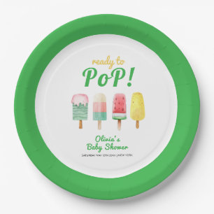 Geel groen ijs klaar voor Pop Baby shower Papieren Bordje