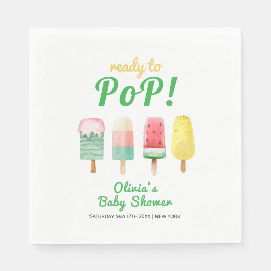 Geel groen ijs klaar voor Pop Baby shower Servet (Voorkant)