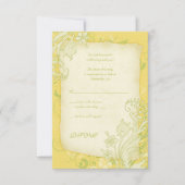 Geel, Groen, Ivoorkleurige Bloemige Huwelijksreact RSVP Kaartje (Voorkant)