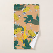 Geel groen kikkerpatroon bad handdoek (Handdoek)