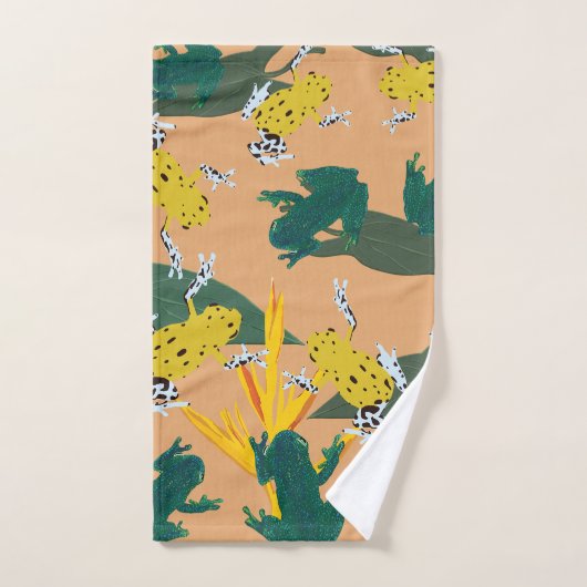 Geel groen kikkerpatroon bad handdoek (Handdoek)