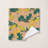 Geel groen kikkerpatroon bad handdoek (Wasdoekje)