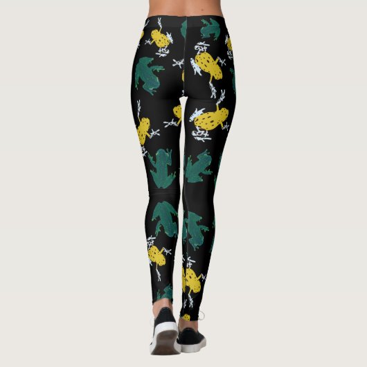 Geel groen kikkerpatroon leggings (Achterkant)