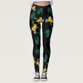 Geel groen kikkerpatroon leggings