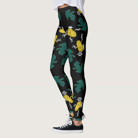 Geel groen kikkerpatroon leggings (Links)