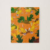 Geel groen kikkerpatroon legpuzzel (Verticaal)