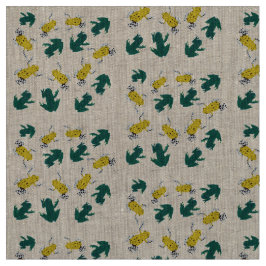 Geel groen kikkerpatroon stof