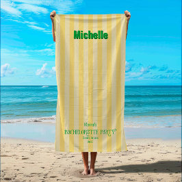 Geel + Groen Kuststreep Bachelorette Party Strandlaken