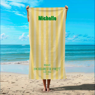 Geel + Groen Kuststreep Bachelorette Party Strandlaken