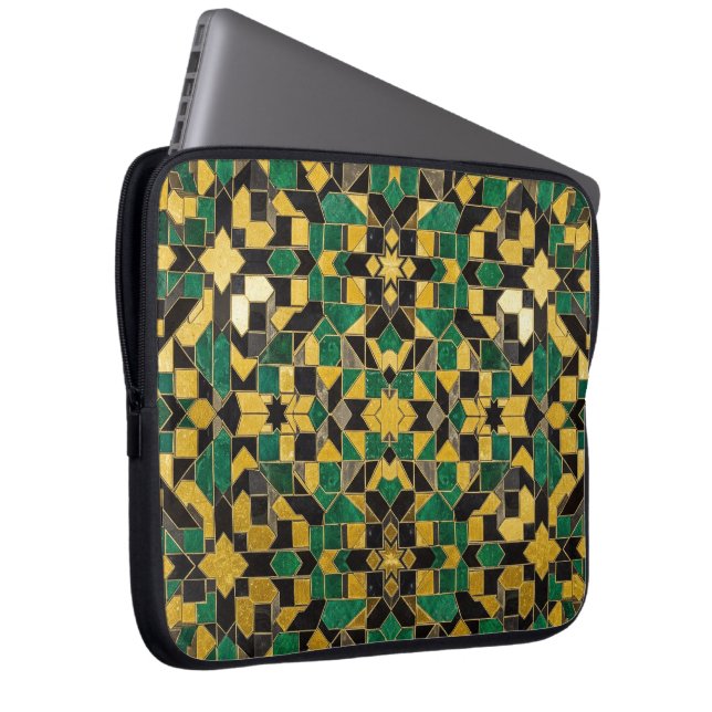 geel groen  laptop sleeve (Voorkant Rechts)