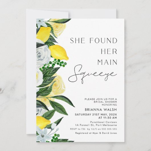 Geel Groen Lemon Main Squeeze Vrijgezellenfeest Kaart (Voorkant)