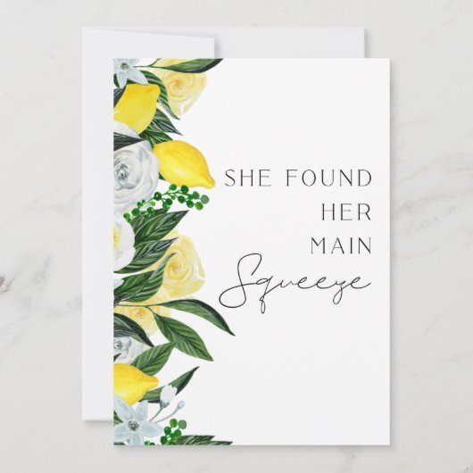 Geel Groen Lemon Main Squeeze Vrijgezellenfeest Kaart (Achterkant)